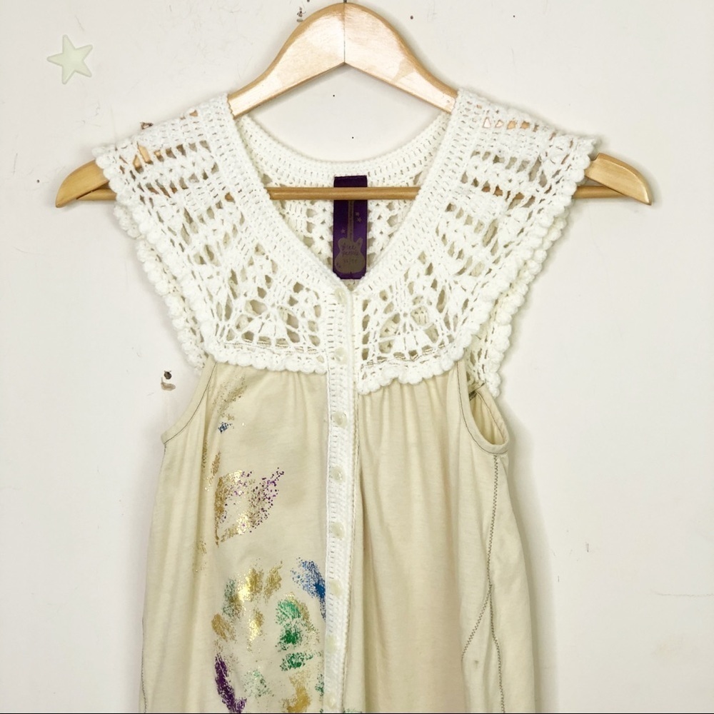 FREE people button down crochet top - Picture 9 of 12